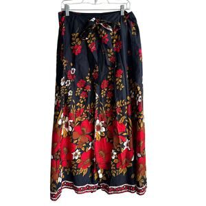 Phathana Tusa Cotton Thailand Wrap Maxi Skirt Butterflies Black M